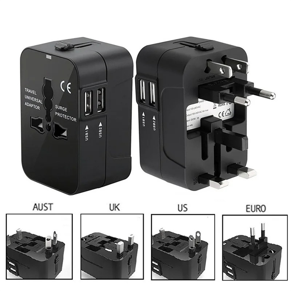 Eyelash Extension Uk - Dual USB Ports Universal Travel Adapter