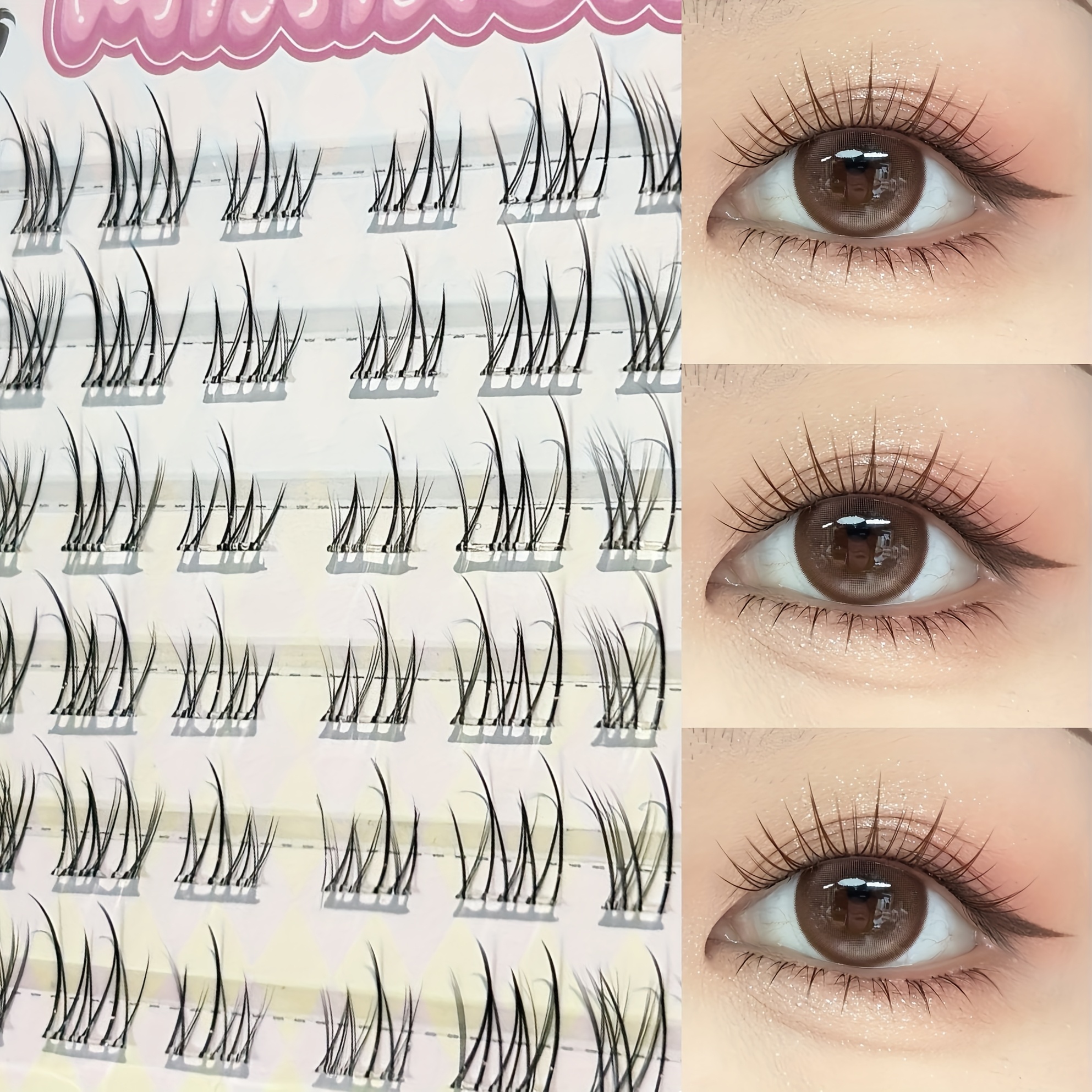 Lash Adhesive Glue - Mixiaohe Glue-Free Natural Lashes 60 Clusters
