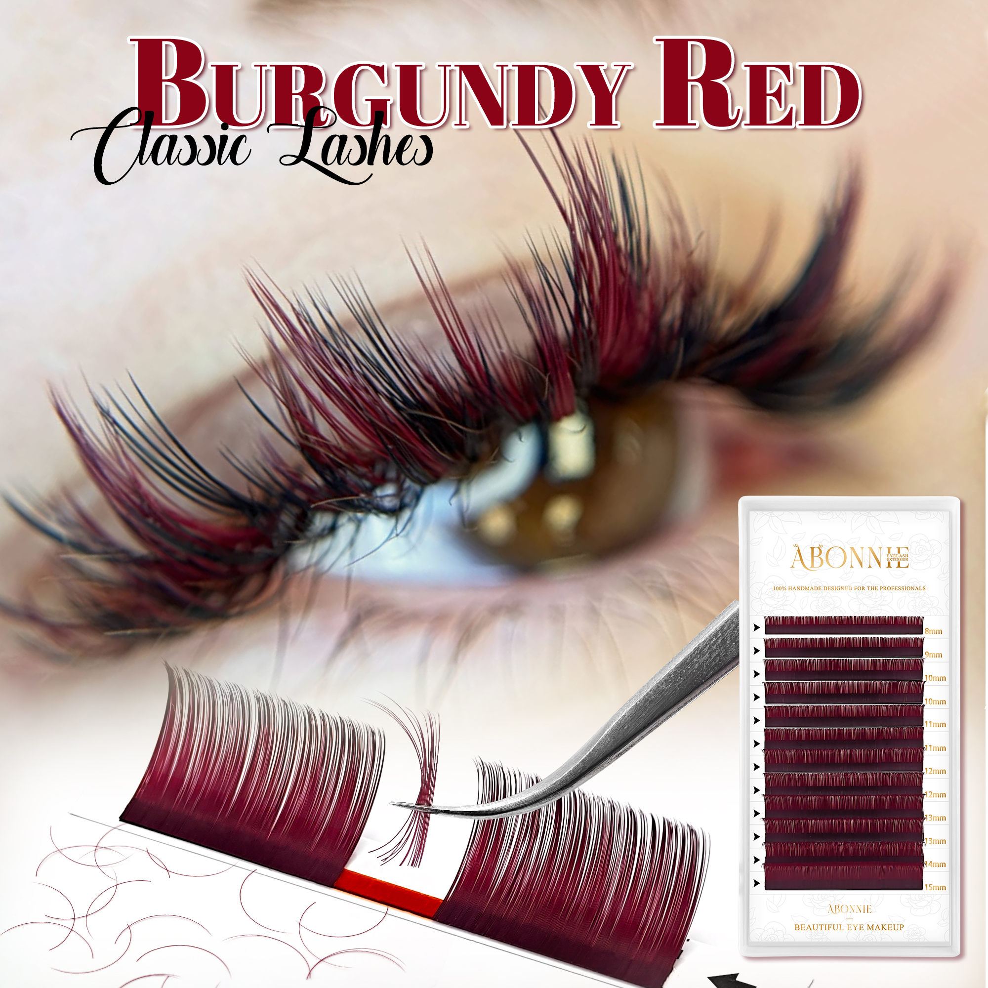 Eyelash Extensions Classic - 0.05 Burgundy Lashes Wine Red Cashmere
