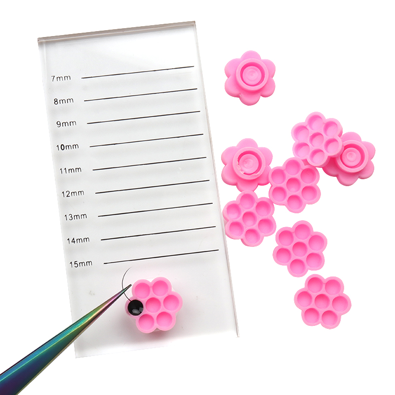 100 Pcs Pink Flower Glue Delay - Eyelash Extension Guide 리뷰 및 가격